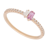 Anillo zafiro rosa y diamante 14K