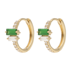 Arracadas tsavorita y diamantes 14K