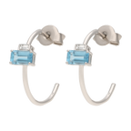 Arracadas topacio y diamante oro blanco 14K