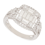 Anillo diamantes oro blanco 14K