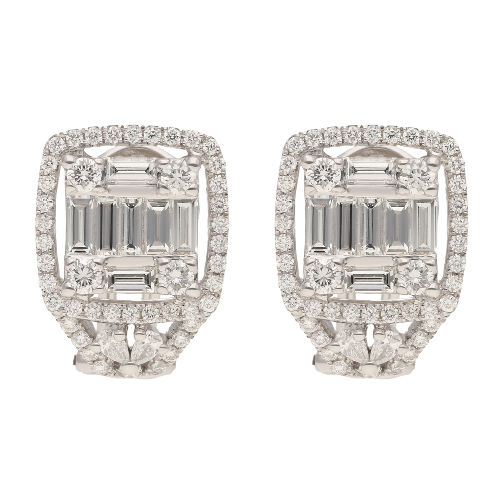 Aretes diamantes oro blanco 14K