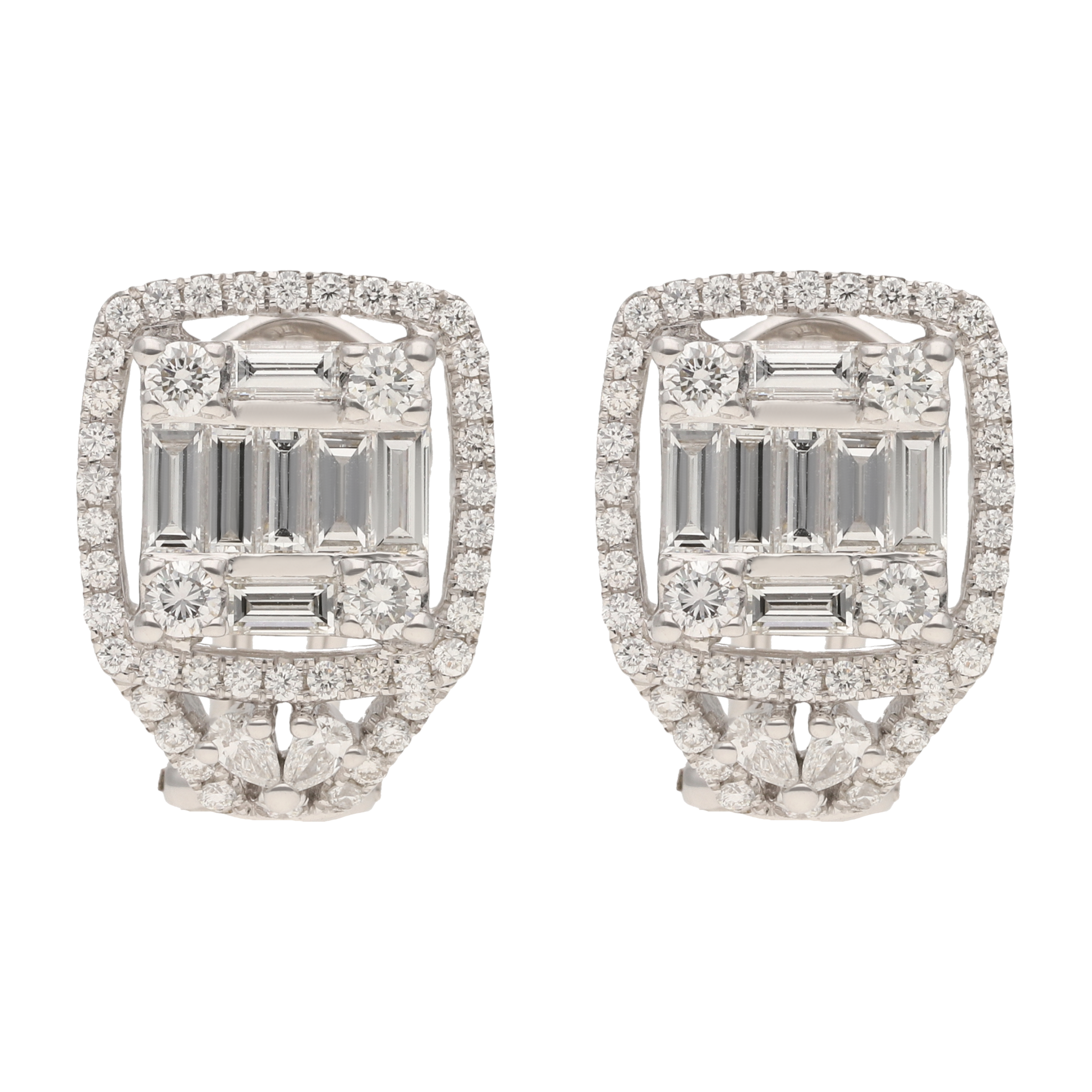 Aretes diamantes oro blanco 14K