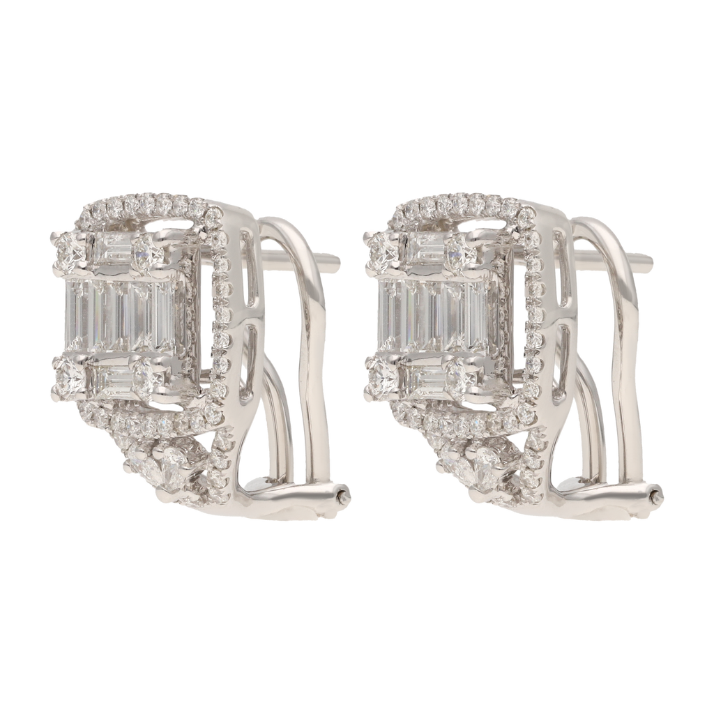 Aretes diamantes oro blanco 14K