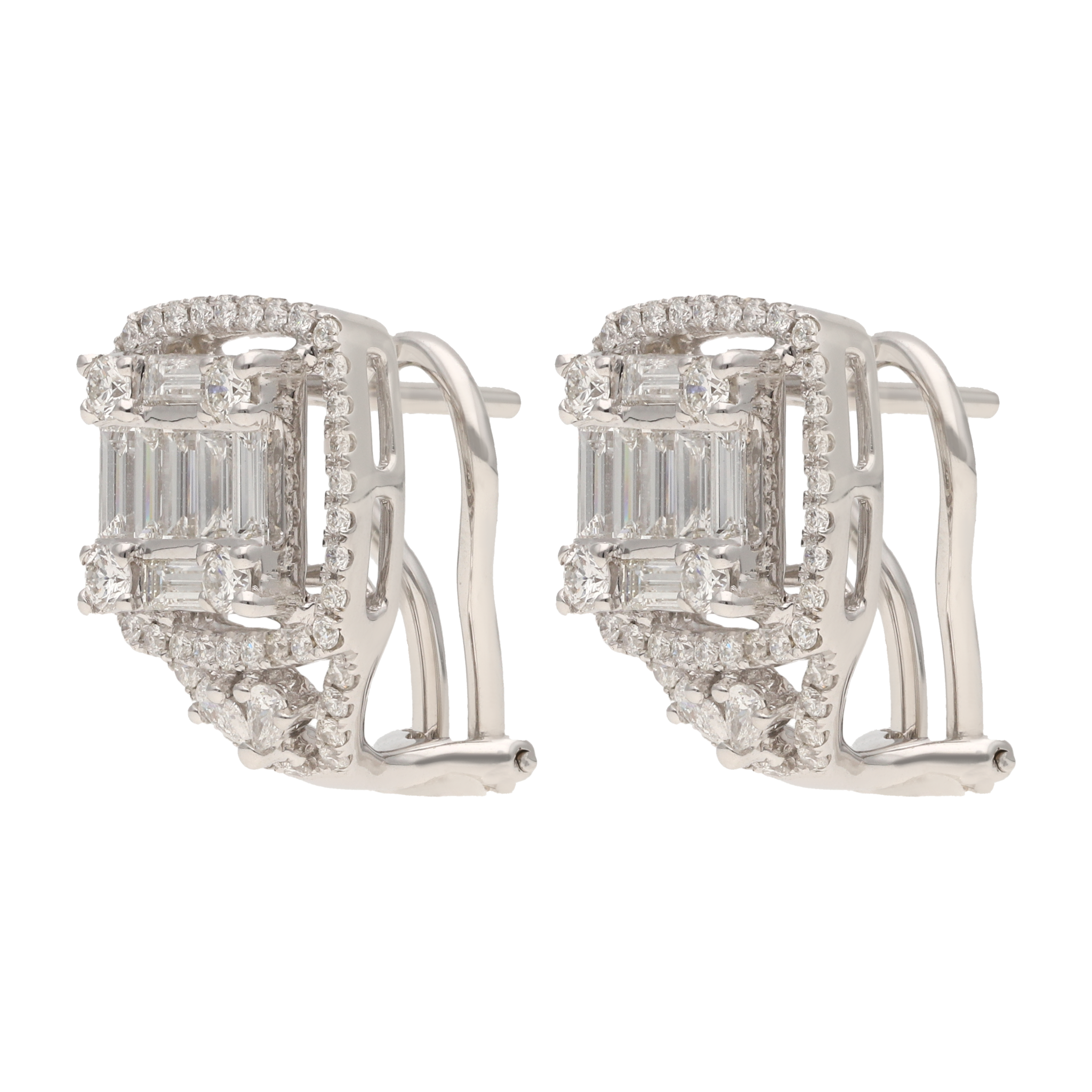 Aretes diamantes oro blanco 14K