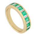 Anillo esmeraldas princess y diamantes baguette 14K
