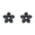Broquel flor zafiros y brillantes 14K