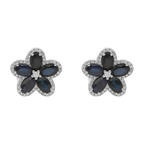 Broquel flor zafiros y brillantes 14K