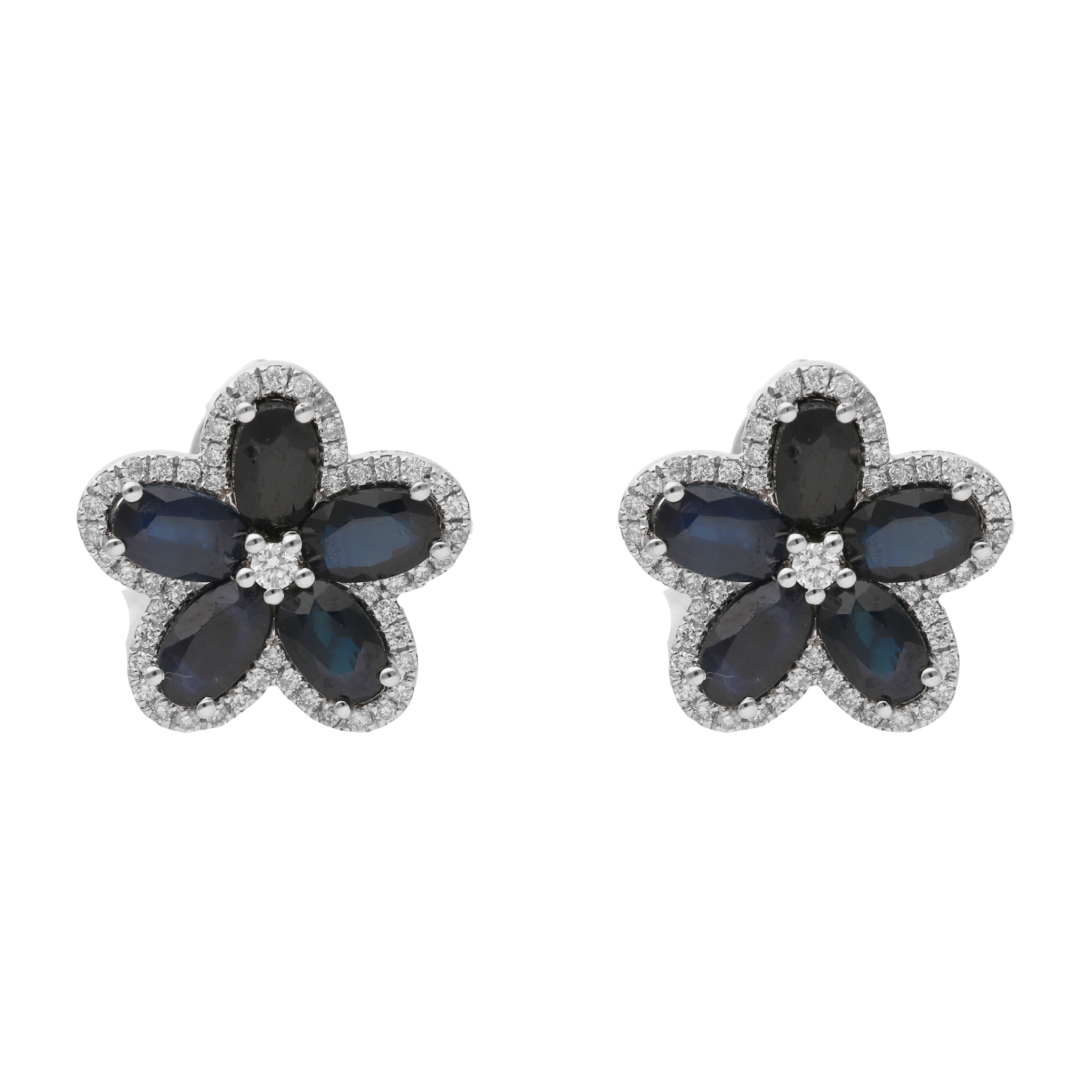 Broquel flor zafiros y brillantes 14K
