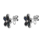 Broquel flor zafiros y brillantes 14K