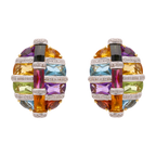 Aretes hoja semipreciosas y brillantes 14K