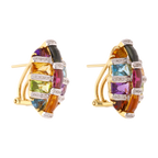 Aretes hoja semipreciosas y brillantes 14K