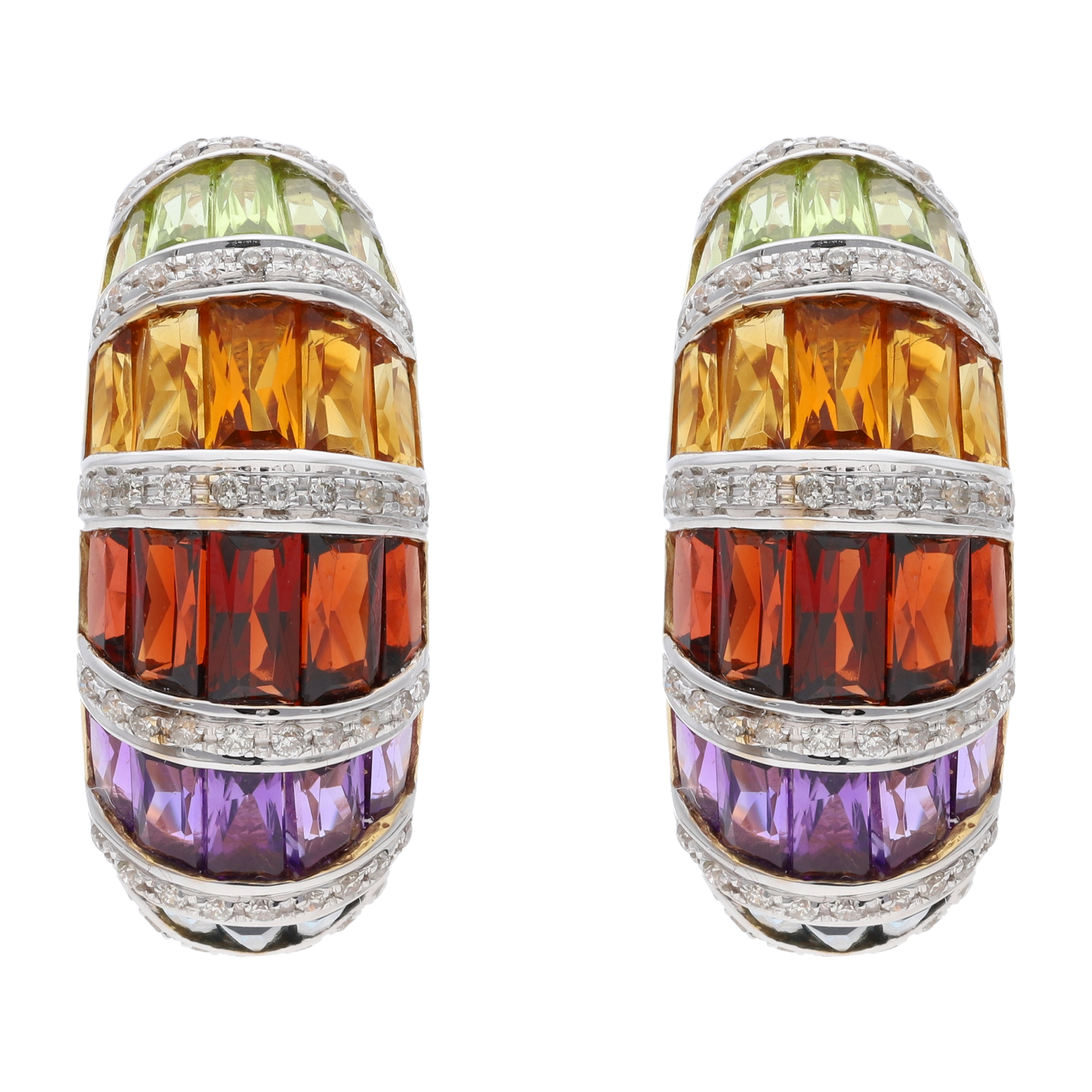 Medias arracadas semipreciosas 14K