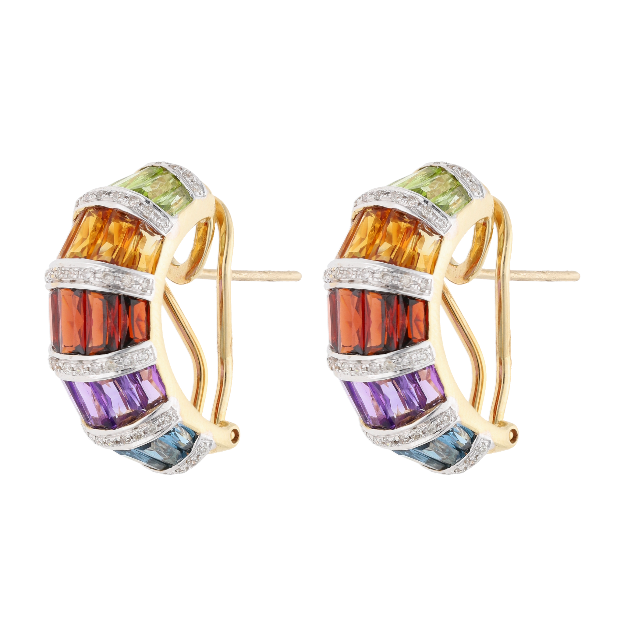 Medias arracadas semipreciosas 14K