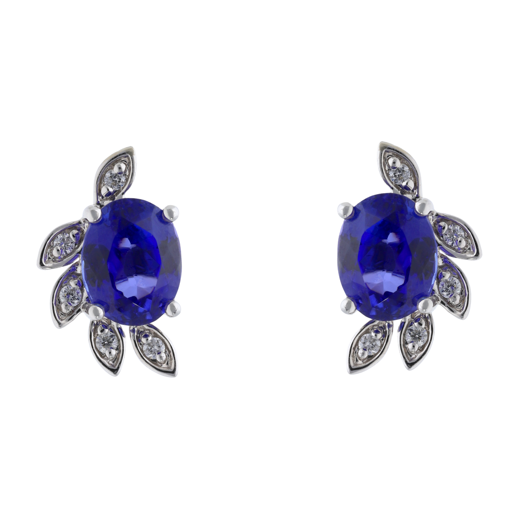 Broquel tanzanita hojas brillantes 14K