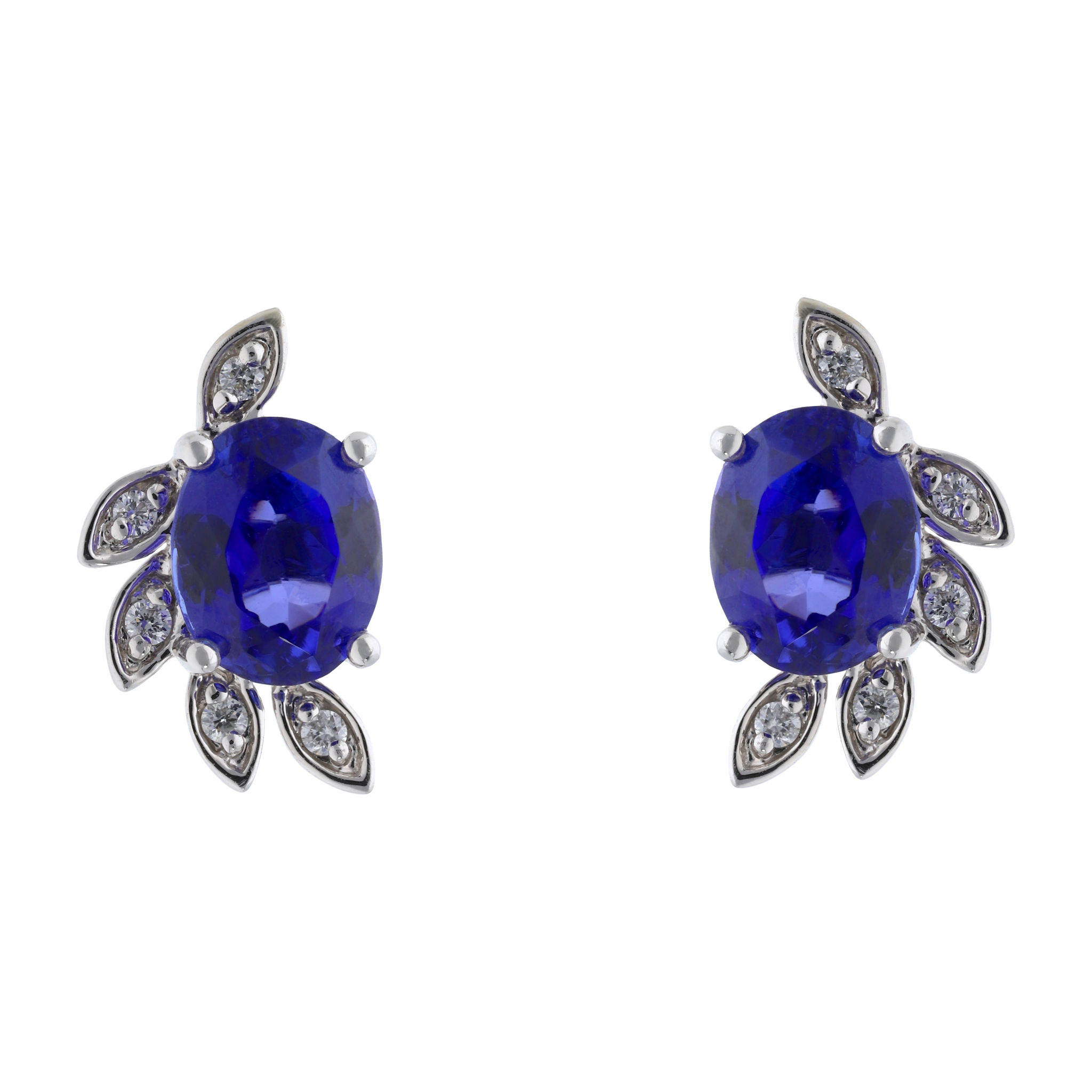 Broquel tanzanita hojas brillantes 14K