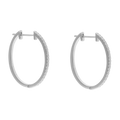 Arracadas oval brillantes oro blanco 14K