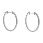 Arracadas oval brillantes oro blanco 14K