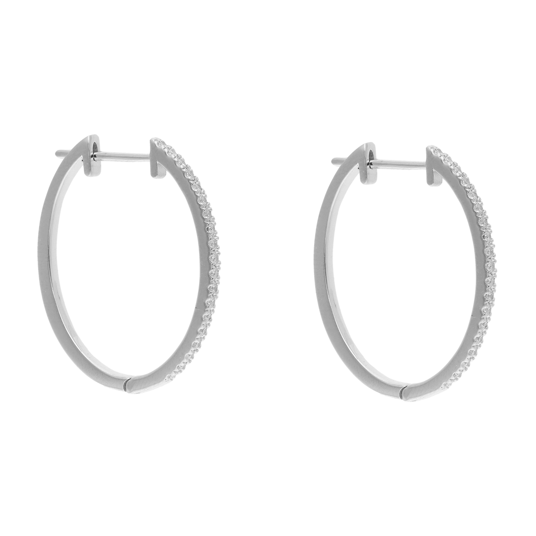 Arracadas oval brillantes oro blanco 14K