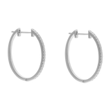 Arracadas oval brillantes oro blanco 14K