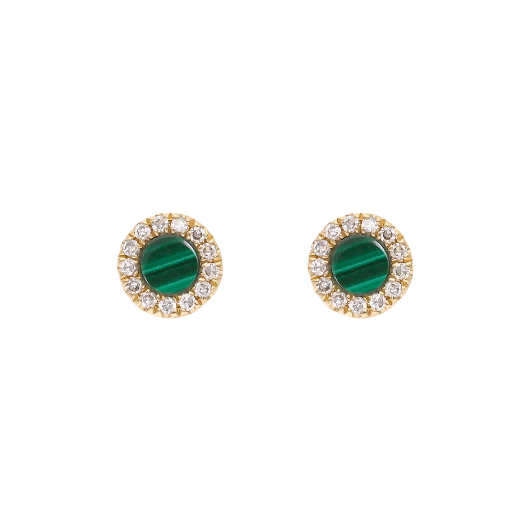 Broquel malaquita/turquesa/madre perla y brillantes 14K