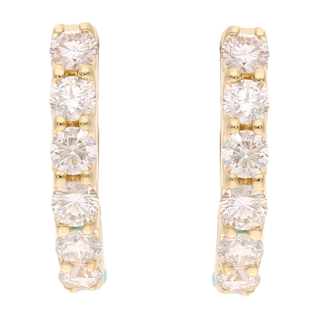 Huggies doble cara brillantes y esmeralda/zafiro/turquesa 14K
