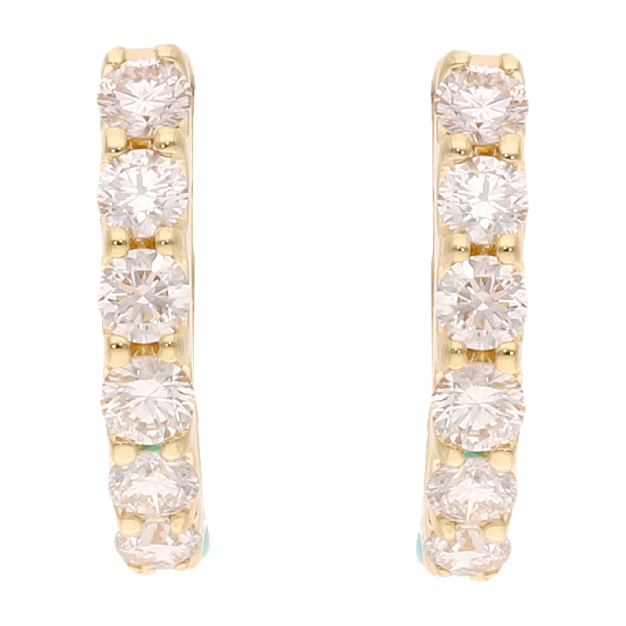 Huggies doble cara brillantes y esmeralda/zafiro/turquesa 14K