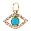 Dije ojo turco turquesa y diamantes 14K
