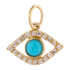 Dije ojo turco turquesa y diamantes 14K