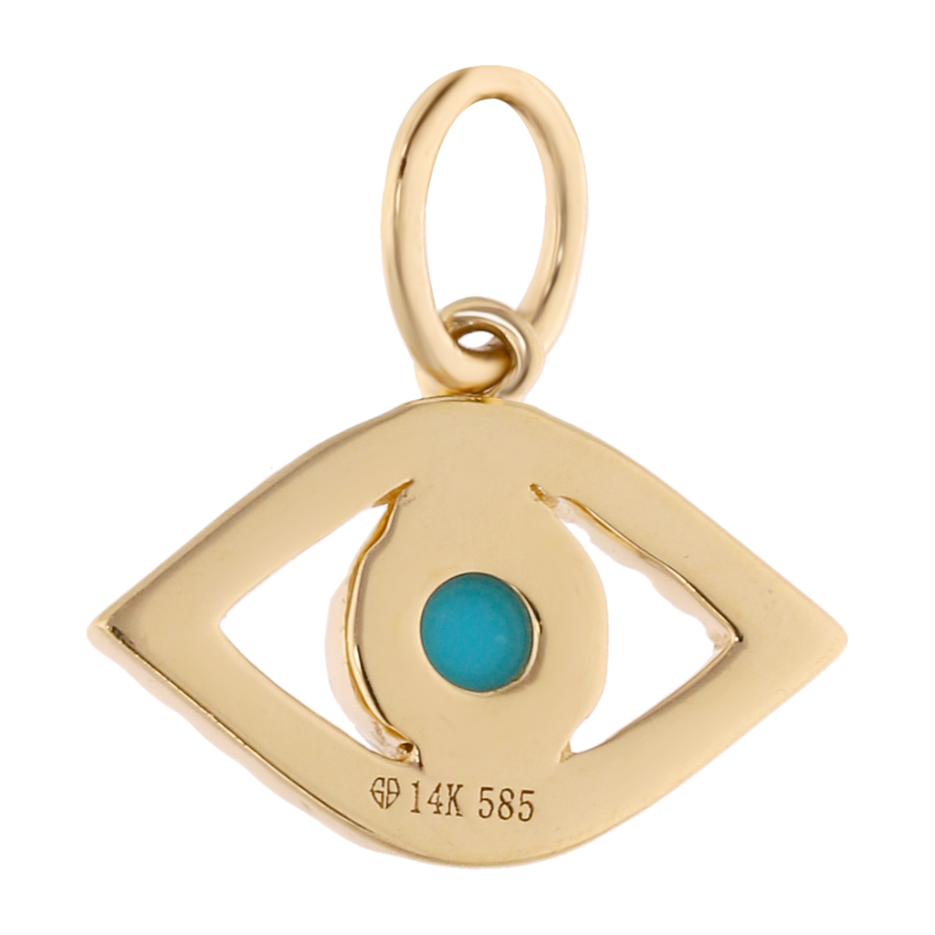 Dije ojo turco turquesa y diamantes 14K