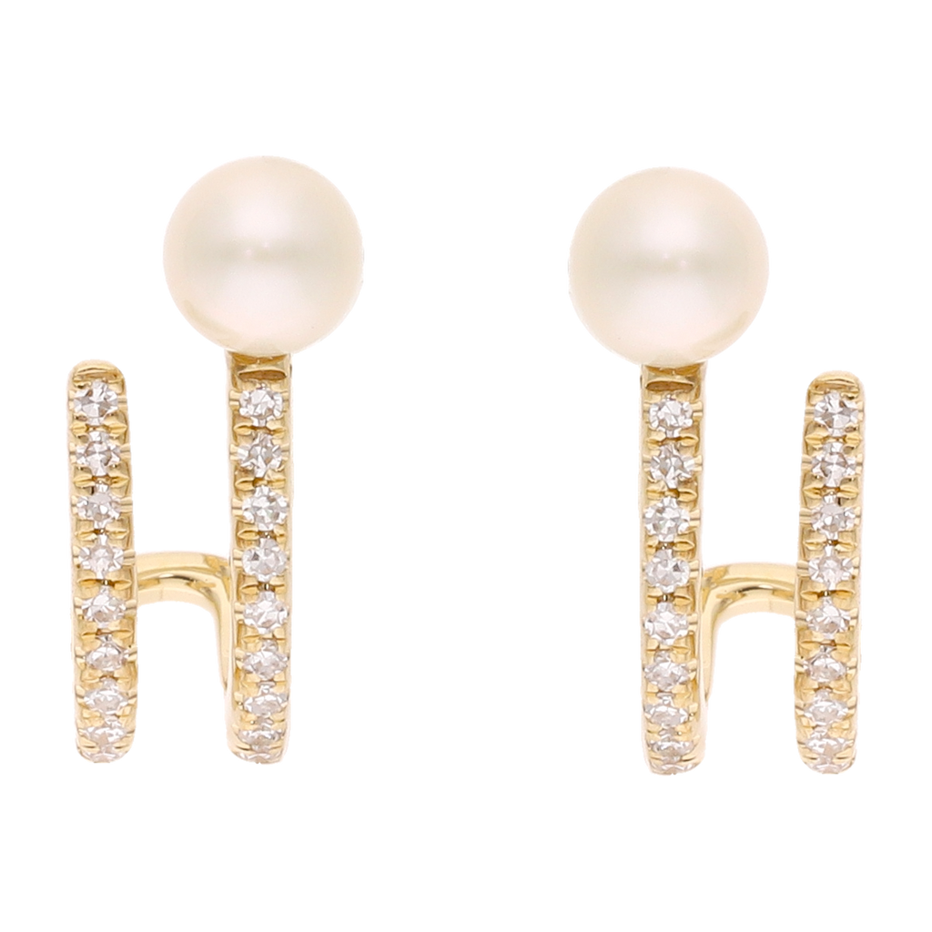 Medias huggies 2 líneas brillantes y perla 14K