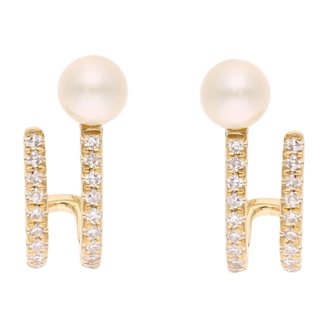 Medias huggies 2 líneas brillantes y perla 14K