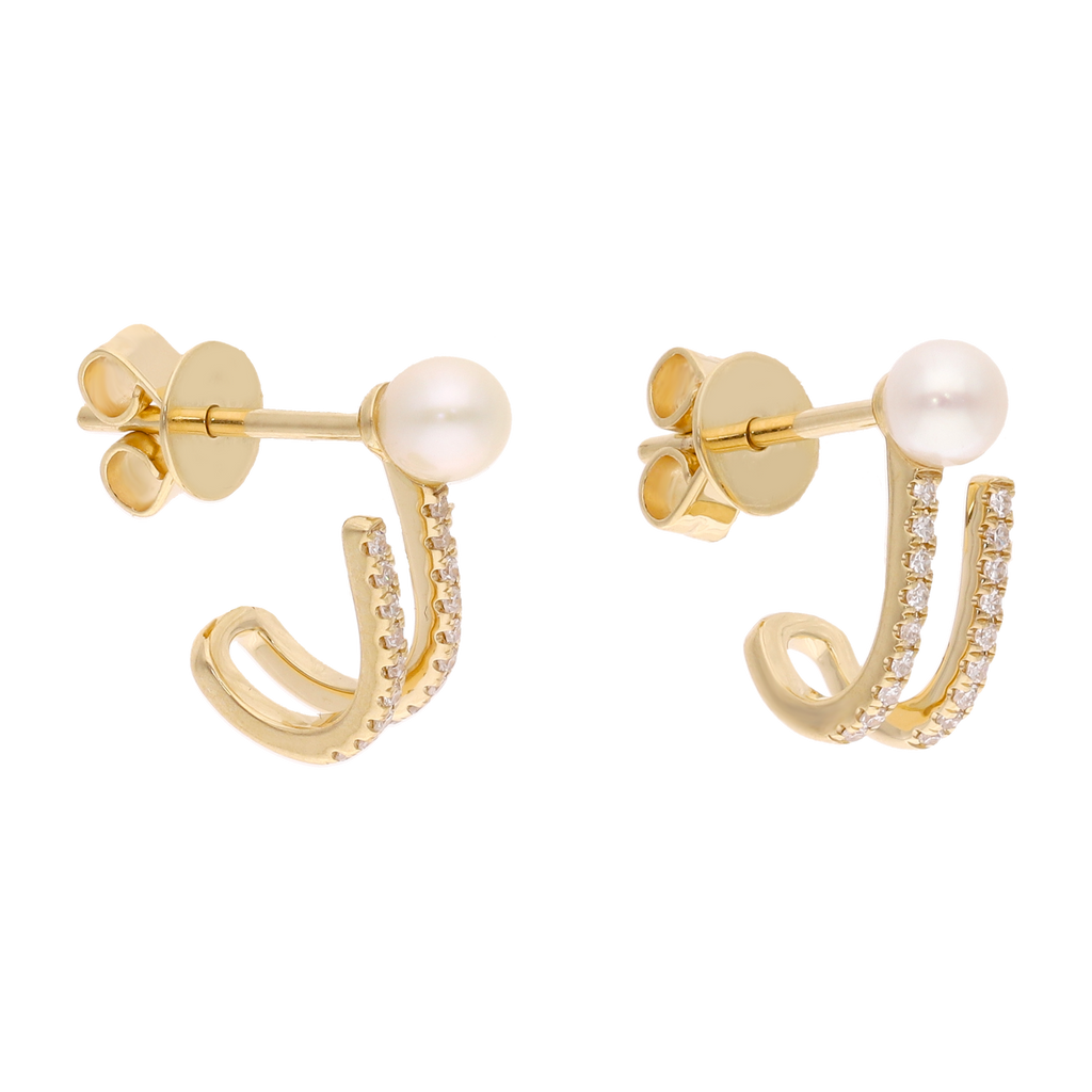 Medias huggies 2 líneas brillantes y perla 14K
