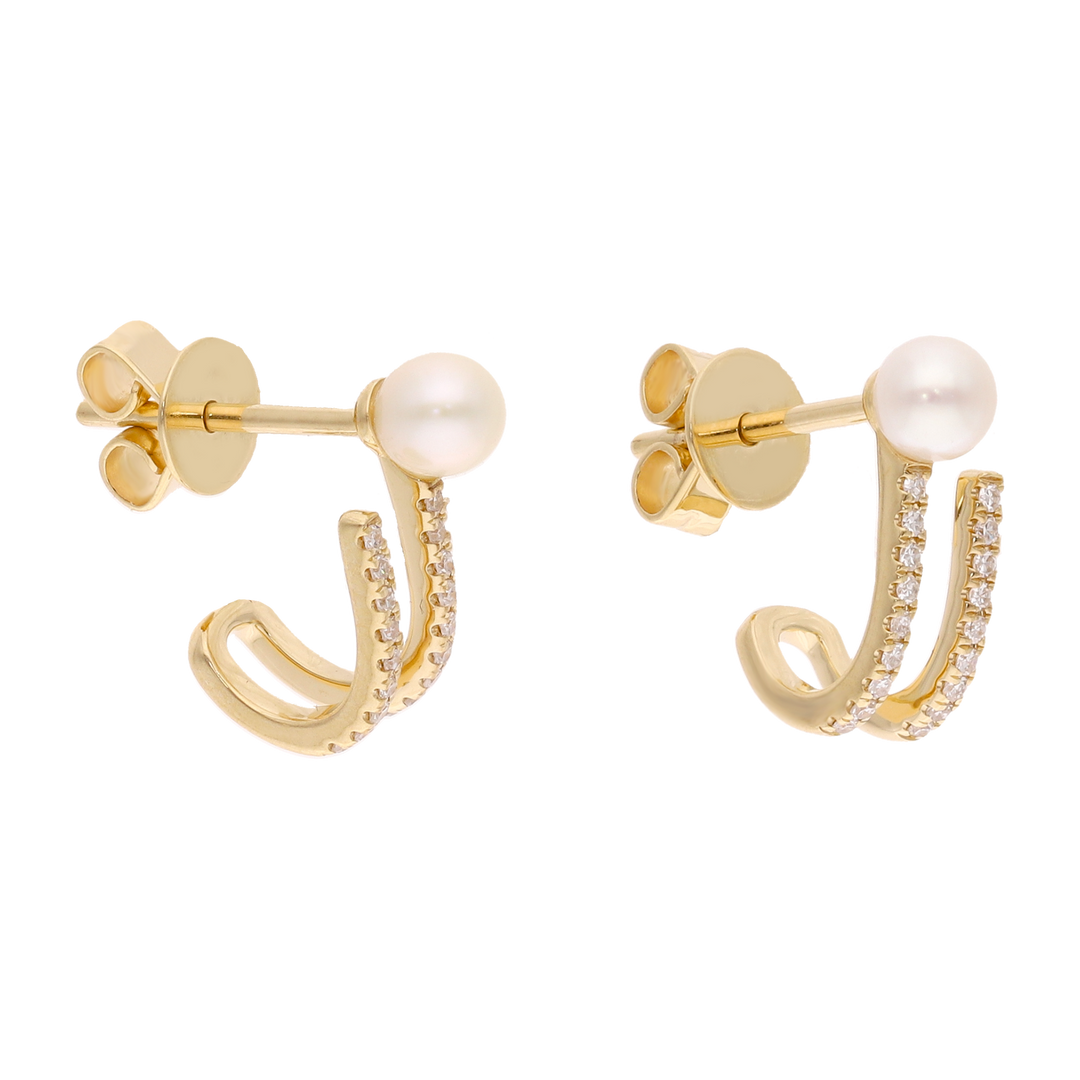 Medias huggies 2 líneas brillantes y perla 14K