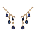 Aretes earclimber zafiros y diamantes 14K