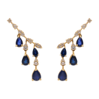 Aretes earclimber zafiros y diamantes 14K