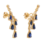Aretes earclimber zafiros y diamantes 14K