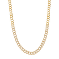 Cadena barbada lisa y brillantes 14K