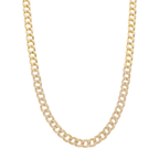 Cadena barbada lisa y brillantes 14K