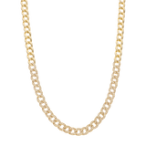 Cadena barbada lisa y brillantes 14K