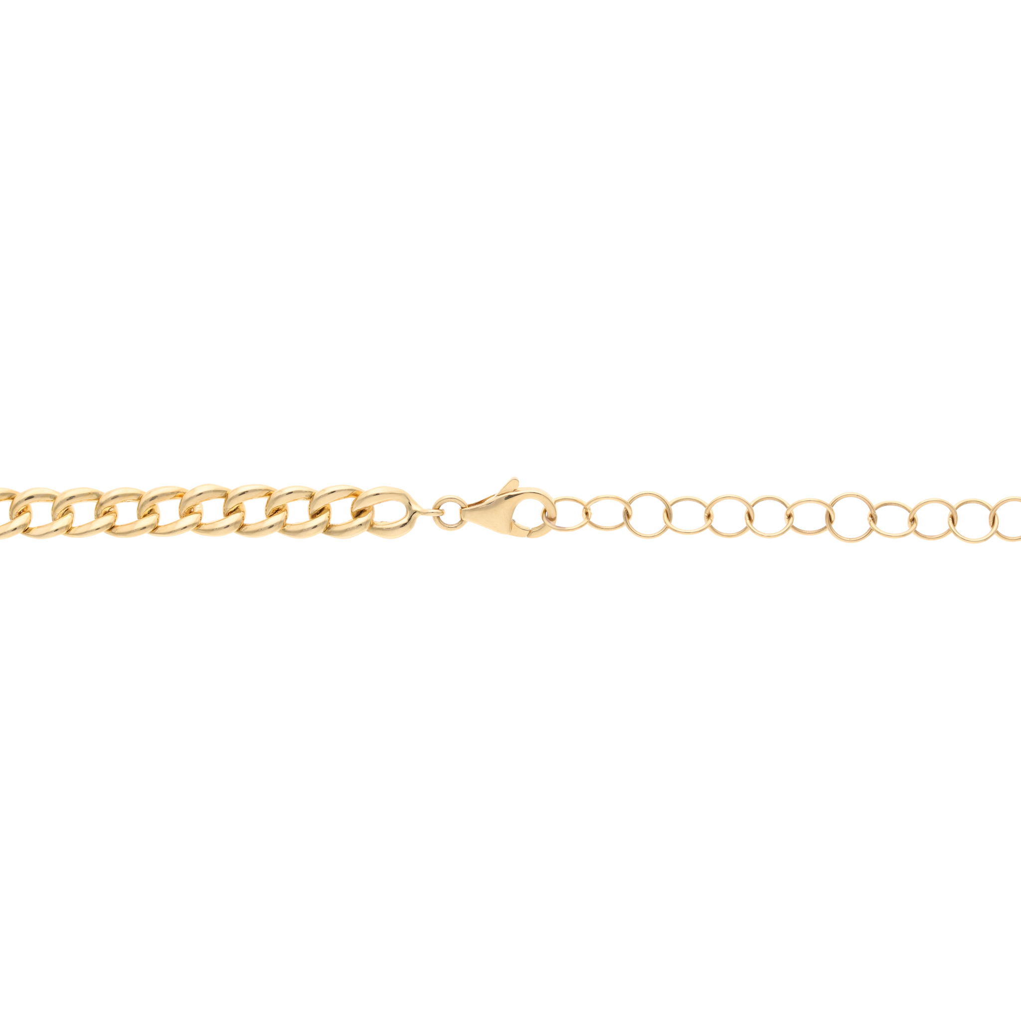 Cadena barbada lisa y brillantes 14K