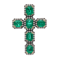 Cruz esmeraldas y brillantes oro negro 18K