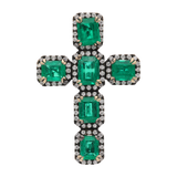 Cruz esmeraldas y brillantes oro negro 18K