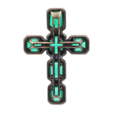 Cruz esmeraldas y brillantes oro negro 18K