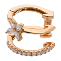 Ear cuff 2 líneas flor diamantes 14K