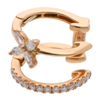 Ear cuff 2 líneas flor diamantes 14K