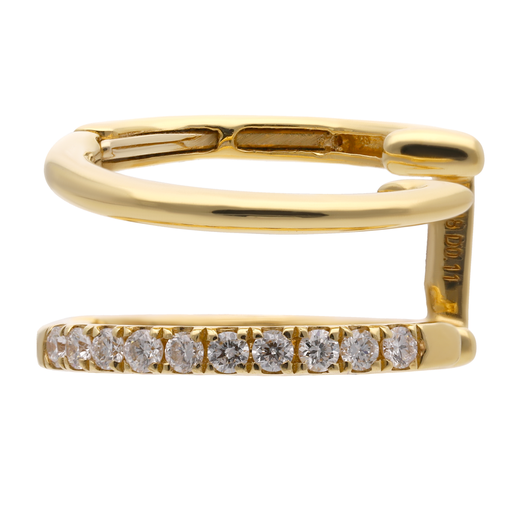 Ear cuff 2 líneas brillantes 14K