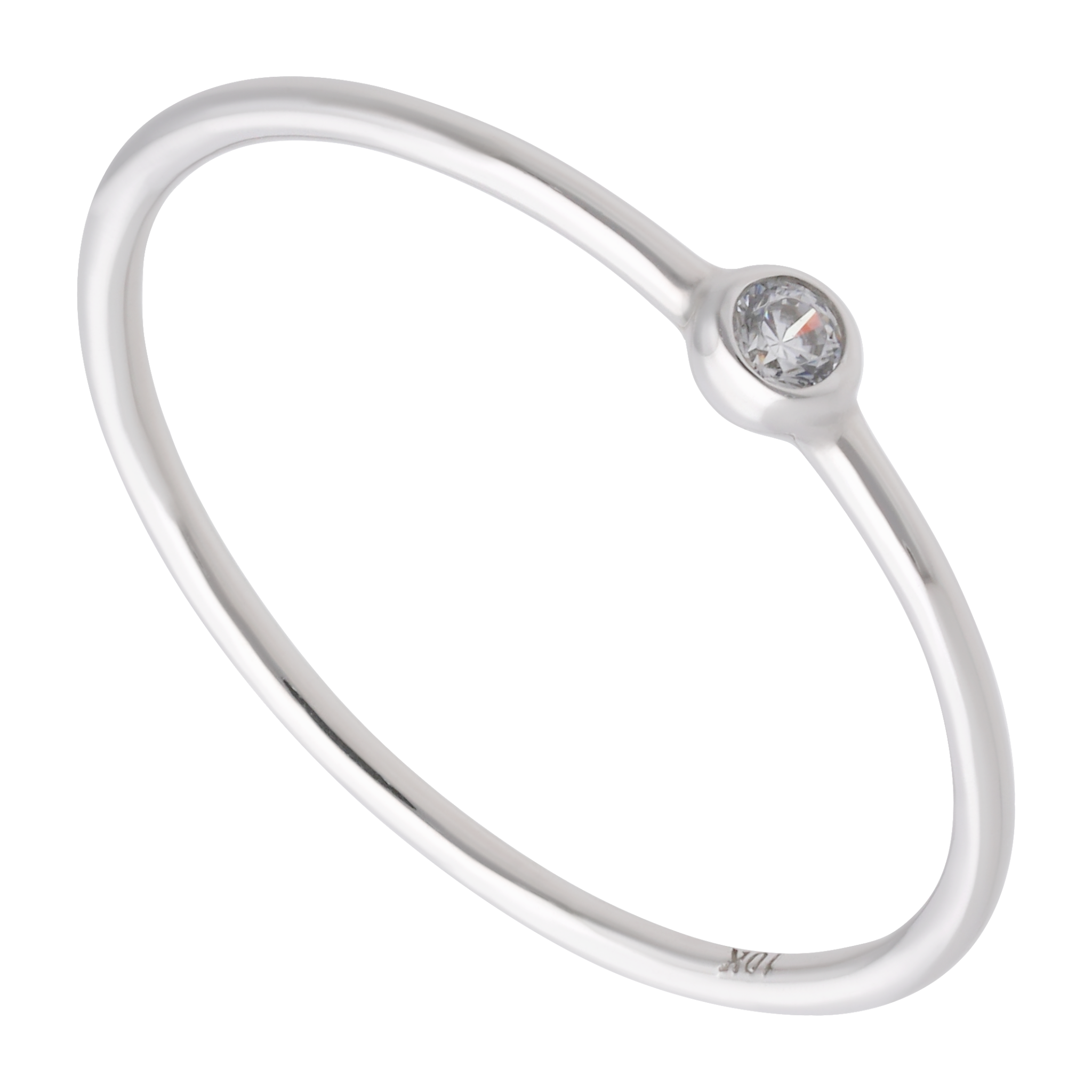 Anillo circonia oro blanco 10K