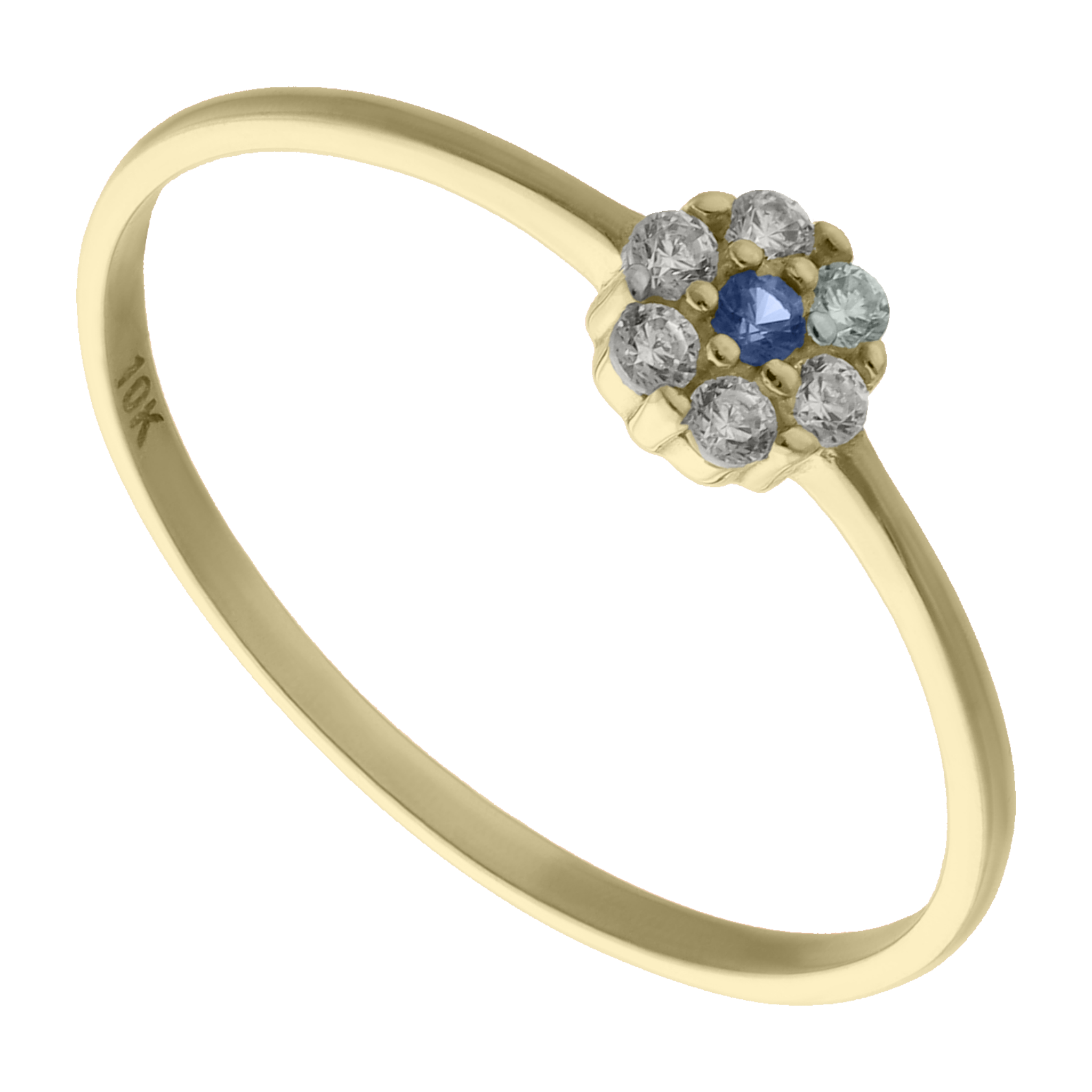 Anillo para niña flor circonias oro amarillo 10K