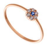 Anillo para niña flor circonias oro rosa 10K