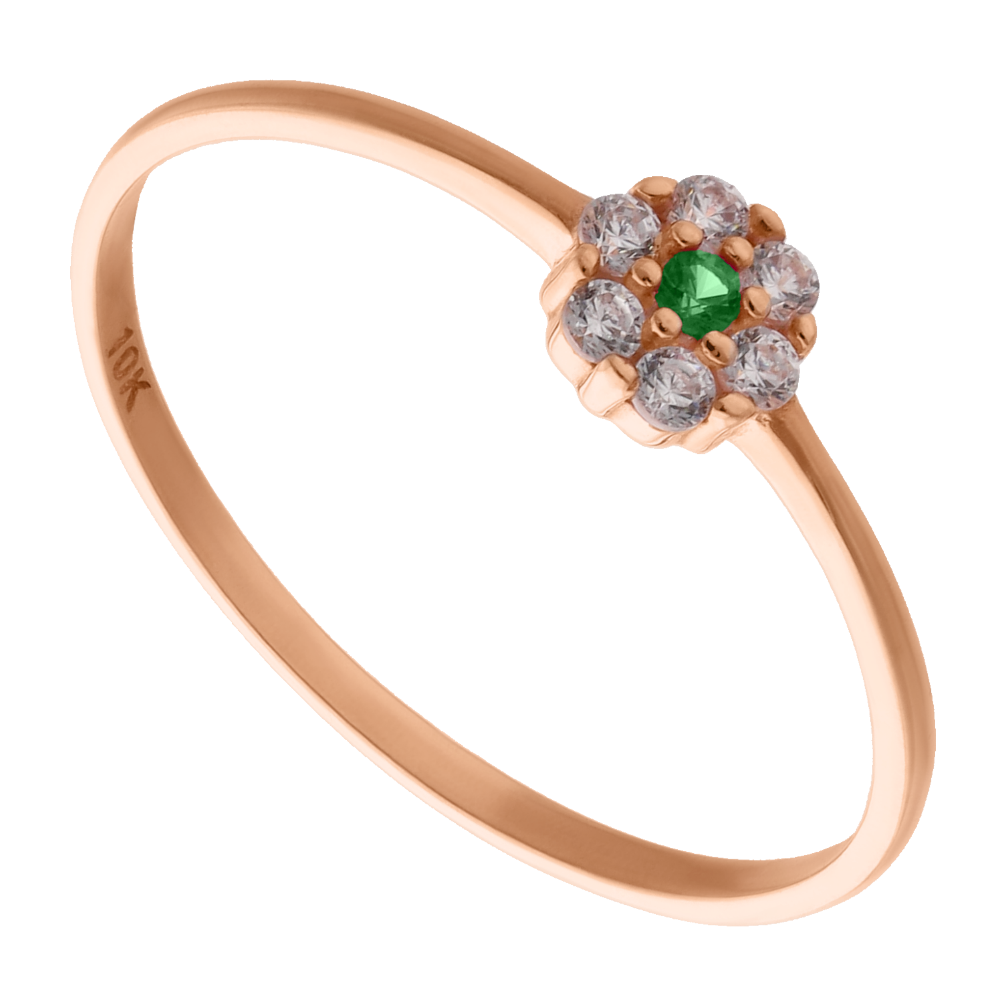 Anillo para niña flor circonias oro rosa 10K